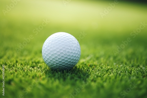Vibrant Close-up of Golf Ball on Tee with Stunning Blurry Green Bokeh Background
