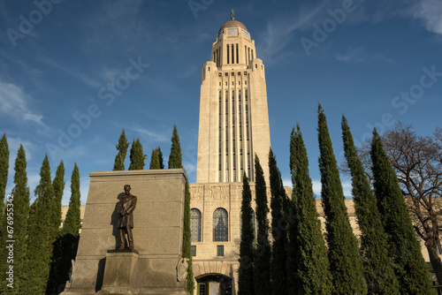 State Capitol Building & Lincoln statue; Lincoln, Nebraska