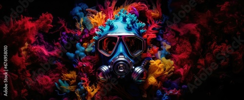 gas mask in the ocean. 