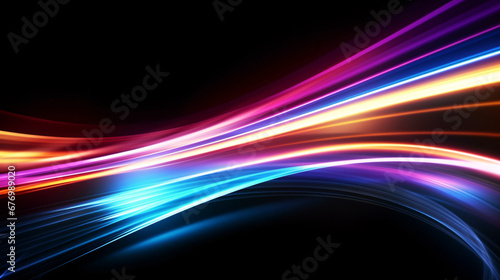Ribbon-like lines extending forward with perspective light-sensitive track, abstract future technology concept illustration