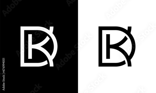 Letter D K DK logo with monogram line art concept. vector illustration template 