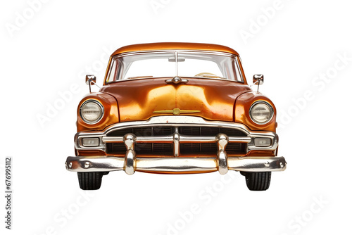 Vintage style classic golden car isolated on transparent and white background