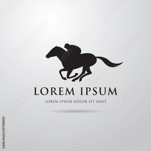 Silhouette of racing horse. Equestrian sport