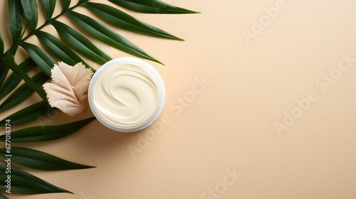 natural cosmetic product at color background copy space