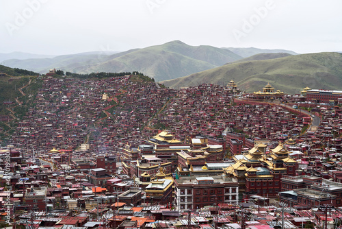 aerial view of Seda, the largest Tibetan Buddhist monastery in the world
