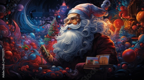 psychedelic santa claus for christmas