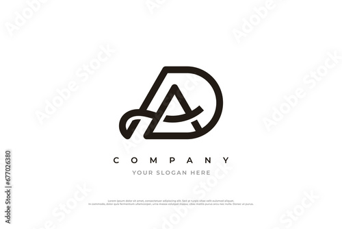Initial Letter AD or DA Logo Design Vector