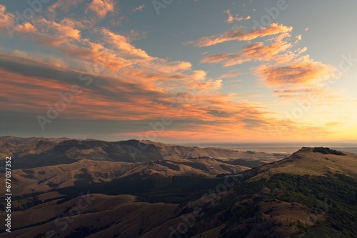 Gorgeous Golden Sunset Over Coopers Knob, Christchurch, New Zealand