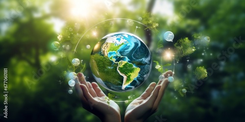 Sustainable development goals of promote clean energy. Renewable energy-based green businesses. Sustainable development on renewable energy and growing ecological on green energy. Generative AI