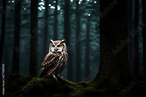 great horned owl in the forest