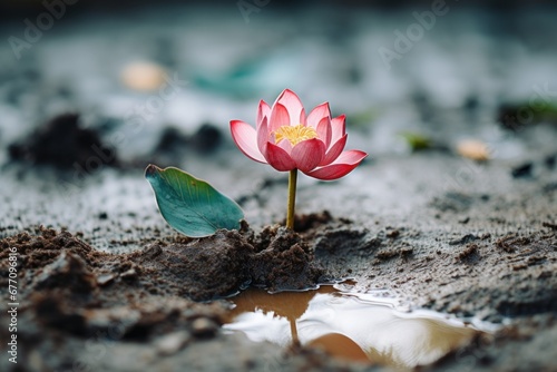 lotus flower emerging from mud concept of personal transformation 