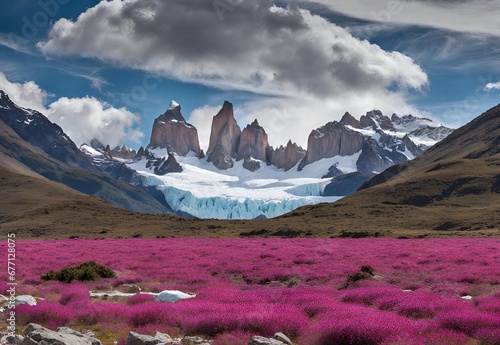 Magenta Meadows: Patagonia's Los Glaciares National Park.