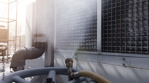 Water misting uses pressure water spray to lower the condenser temperature during an emergency when it overheats on the chiller machine.