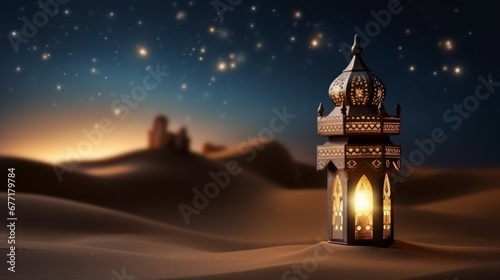 a close up of a lantern in the desert with a sky background