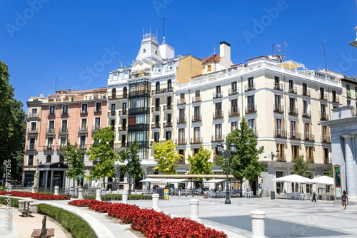 The historical architecture of Plaza de Oriente, Madrid, Spain