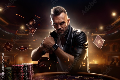 Illustration conceptuelle d'un joueur déterminé dans la salle de jeux d'un Casino