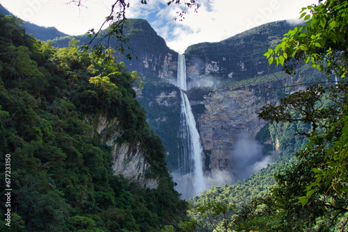 Peru, Gocta Falls, waterfall in peruvian jungle