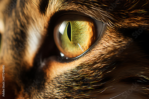 Fotografía macro de un ojo de gato de color verde