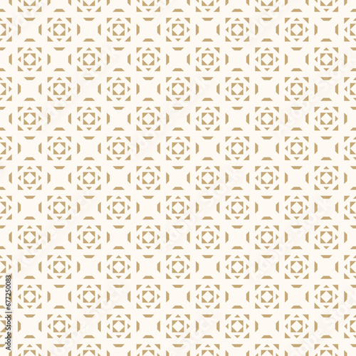 Seamless vector pattern with floral geometric designs. Simple gold luxury texture. Abstract ornament background. Repeat design with ethnic flower elements for decor, wallpaper, print, wrapping paper