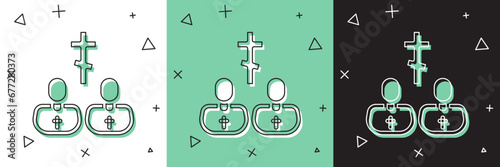 Set Priest icon isolated on white and green, black background. Vector