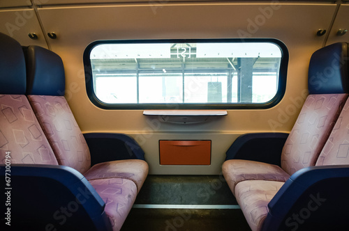 Empty seats in a Intercity train in the Netherlands.