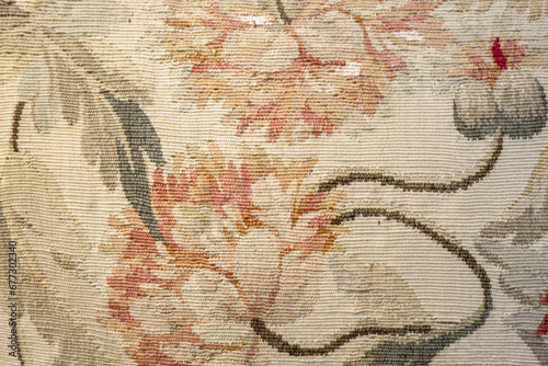 Ancient medieval french tapestry detail