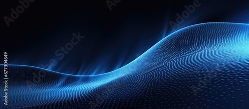 Abstract digital background with a 3D rendered gradient texture screen displaying white and blue wave like light patterns Copy space image Place for adding text or design