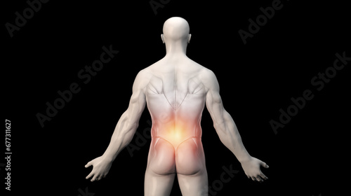 Human male with lower back pain