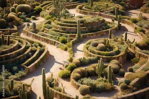 Aerial desert garden, maze of spiny greens