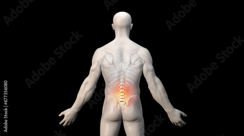 Human male with lower back pain