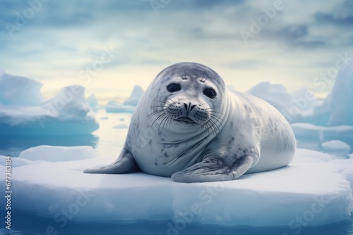 wild seal on ice in Antarctica