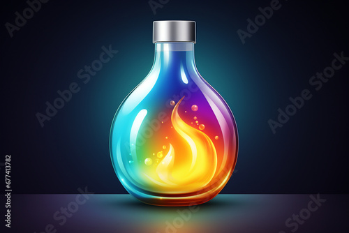 App icon vector style image of a pearlescent bottle on fire