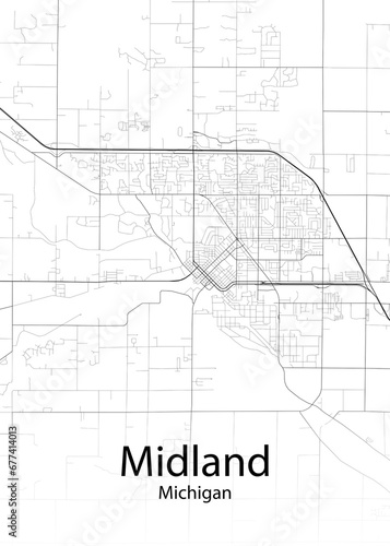 Midland Michigan minimalist map