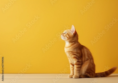 A playful orange tabby cat with white paws, gazing curiously at a toy, An adorable cat 