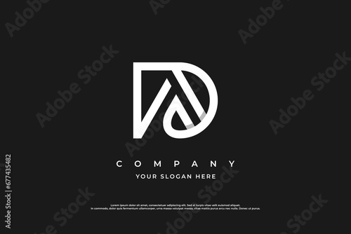 Initial Letter AD Logo or DA Logo Design Vector
