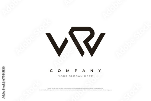  Initial Letter RW or WR Logo Design Vector