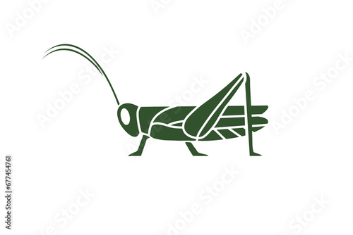 The Grasshopper symbol is green. Simple tattoo design. Vector Illustration.
