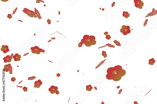 お祝いに欠かせない梅の花の背景用イラスト