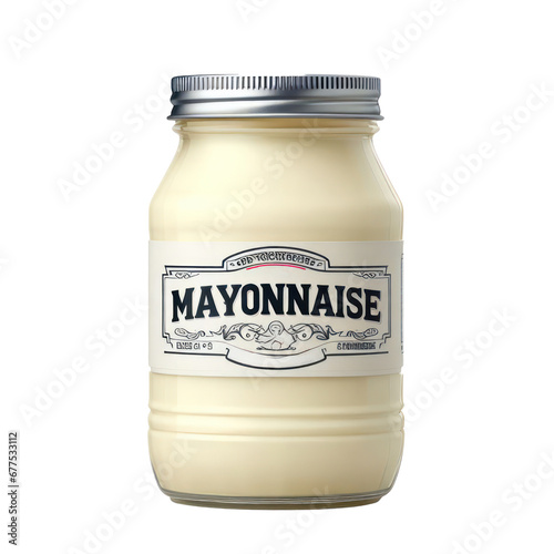 Jar of mayonnaise isolated on white transparent background, PNG