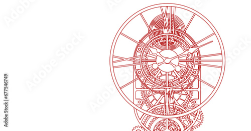  clock mechanical 3d rendering sketch