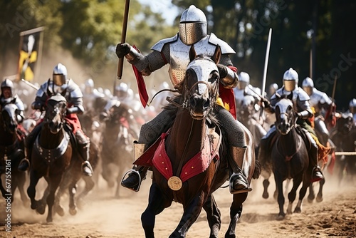 Knights Engaged In Fierce Battle On Horseback