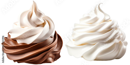 chocolate and vanilla whipped cream on a transparent background