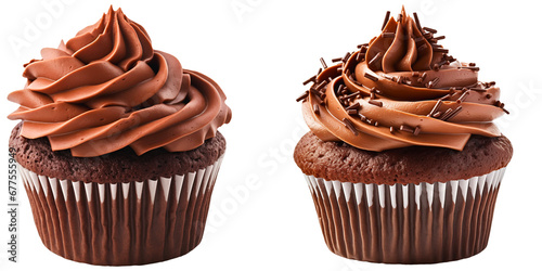 Chocolate cupcake on a transparent background