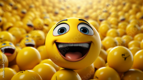 3d yellow smiley HD 8K wallpaper Stock Photographic Image