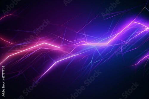 Abstract neon lightnings background with glow effect, Generative AI