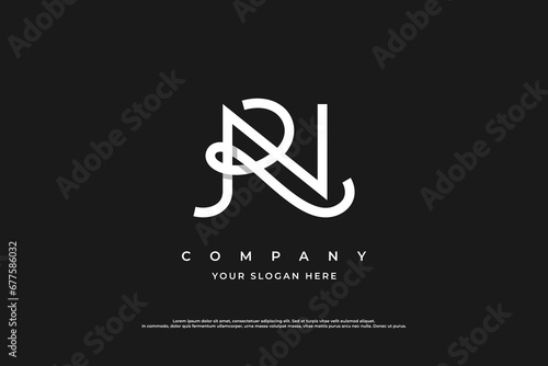 Initial Letter RN Logo or NR Monogram Design Vector