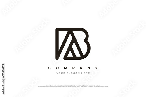 Initial Letter AB or BA Logo Design Vector