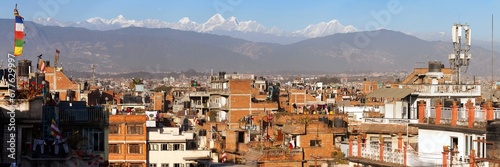 Patan or Pathan town and Kathmandu, Himalayas mountains