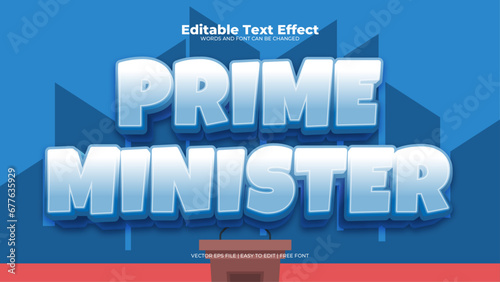 Blue white and red prime minister 3d editable text effect - font style