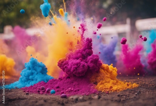 Colorful rainbow holi paint splash color powder explosion image